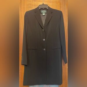 Lauren Ralph Lauren Women Black 3 Button Long Dress Coat Jacket-6P